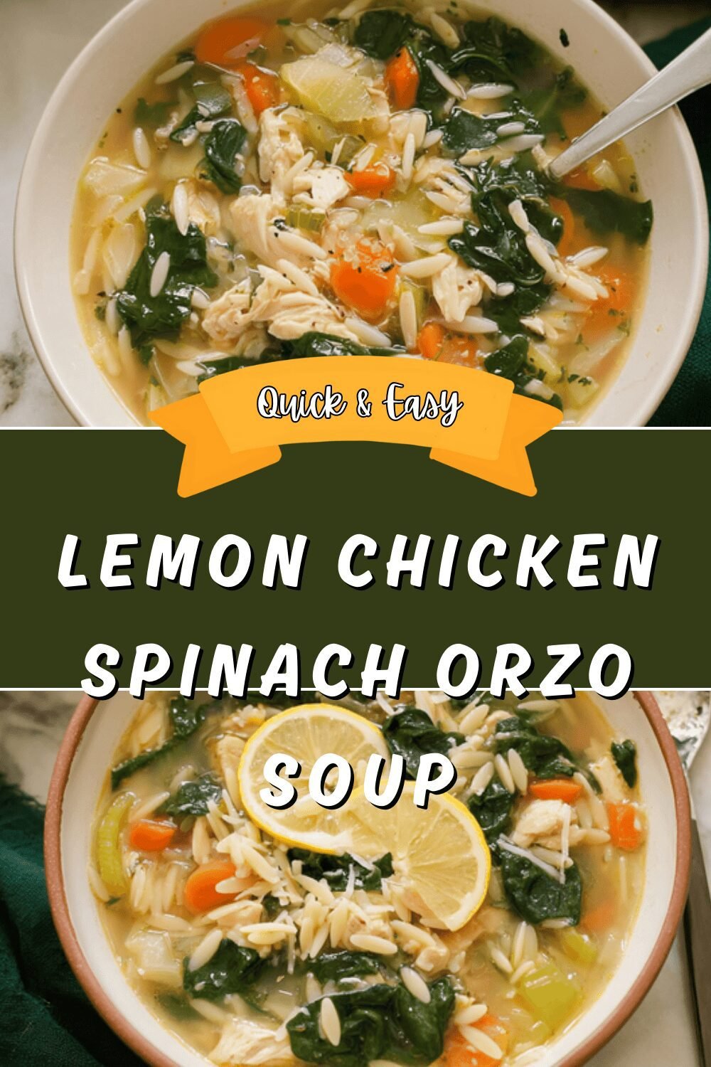 Lemon Chicken Spinach Orzo Soup