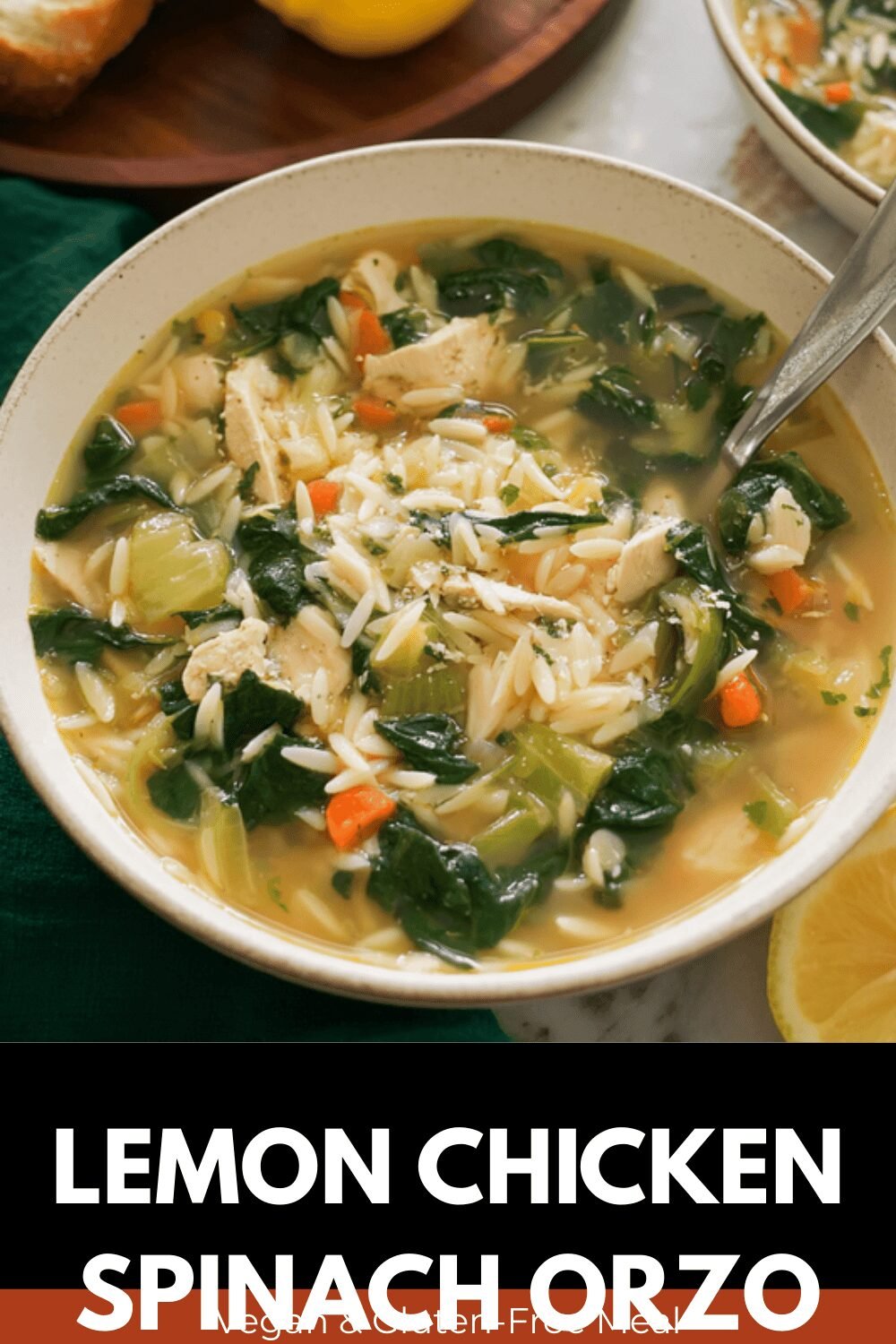 Lemon Chicken Spinach Orzo Soup