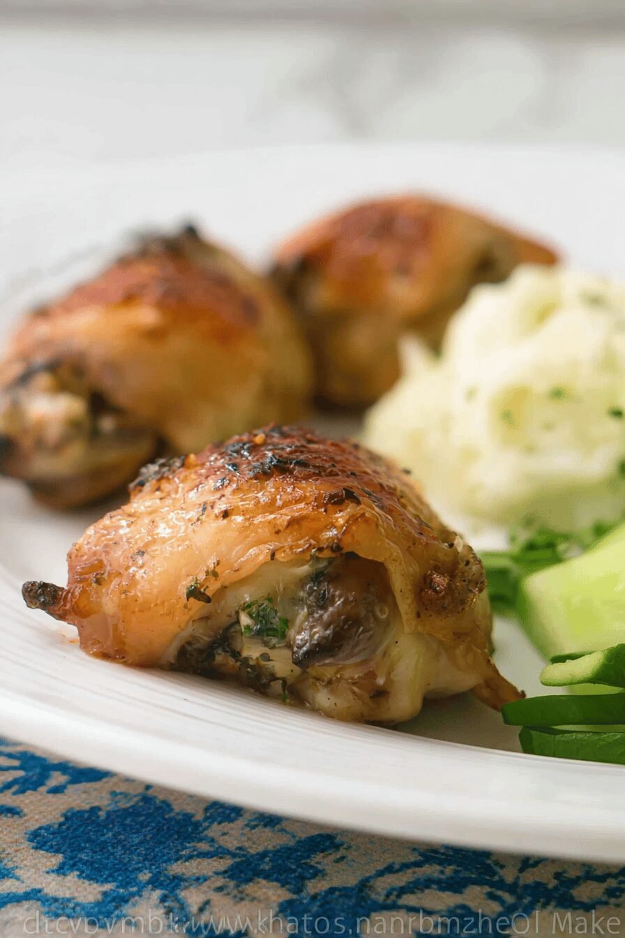 Baked Mushroom Stuffed Chicken Thighs