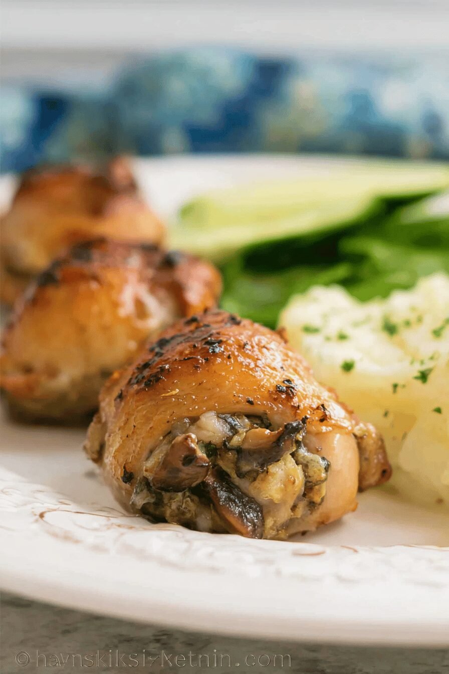 Baked Mushroom Stuffed Chicken Thighs