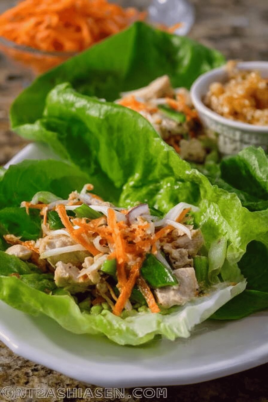 Asian Chicken Lettuce Wraps Recipe With Savory Garlic Sauce 6 Chicken Lettuce Wraps