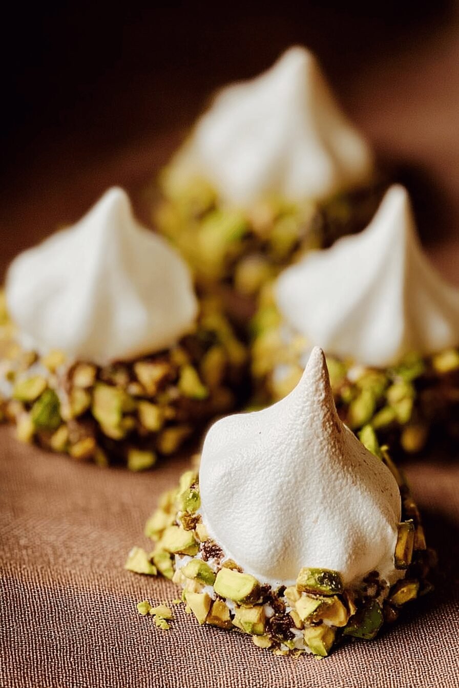Meringue Acorns With Salted Pistachios And Rich Chocolate 7 Meringue Acorns