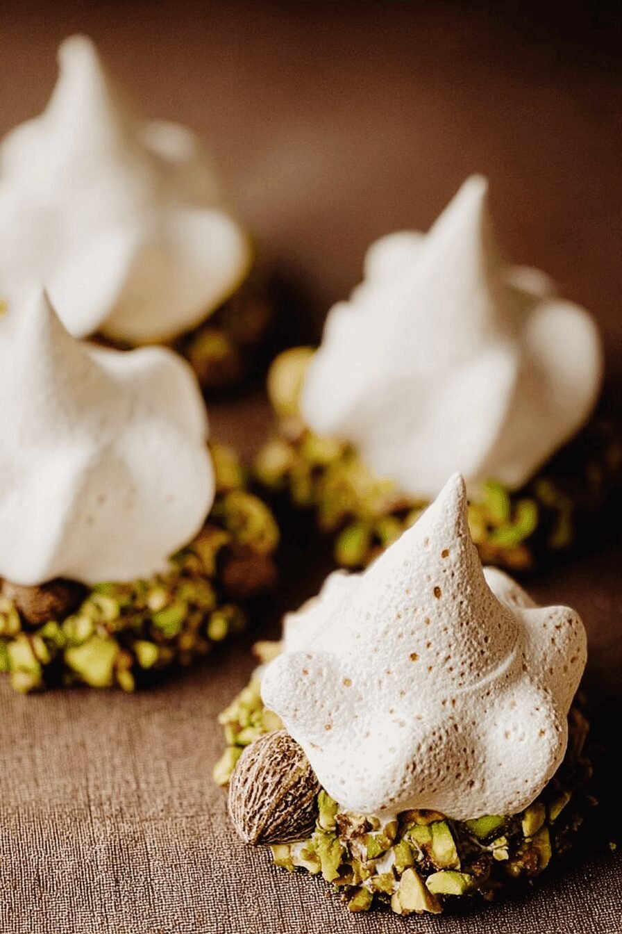 Meringue Acorns With Salted Pistachios And Rich Chocolate 6 Meringue Acorns