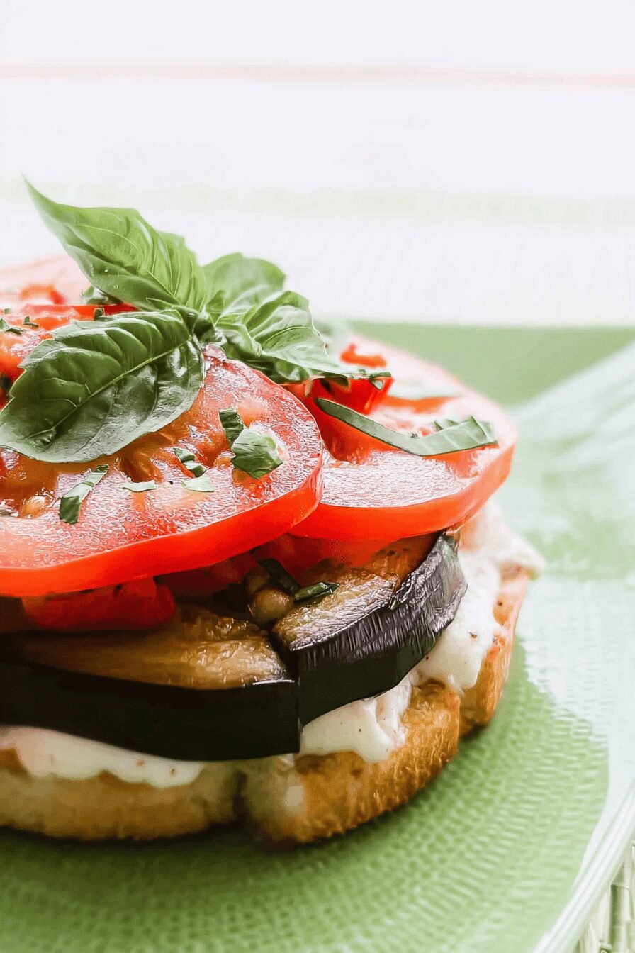 Open Faced Eggplant Sandwich