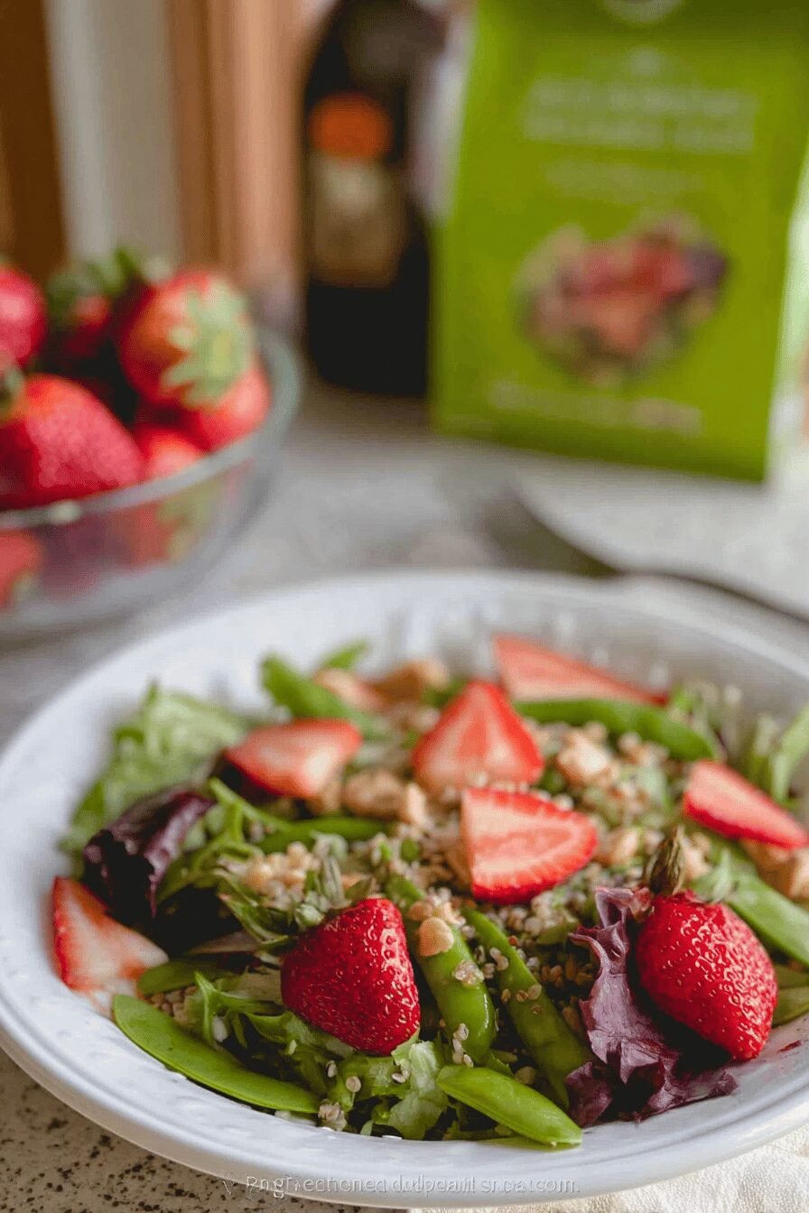 Snap Pea And Strawberry Salad With Quinoa, Almonds, And Feta Cheese 7 Strawberry Snap Pea Salad