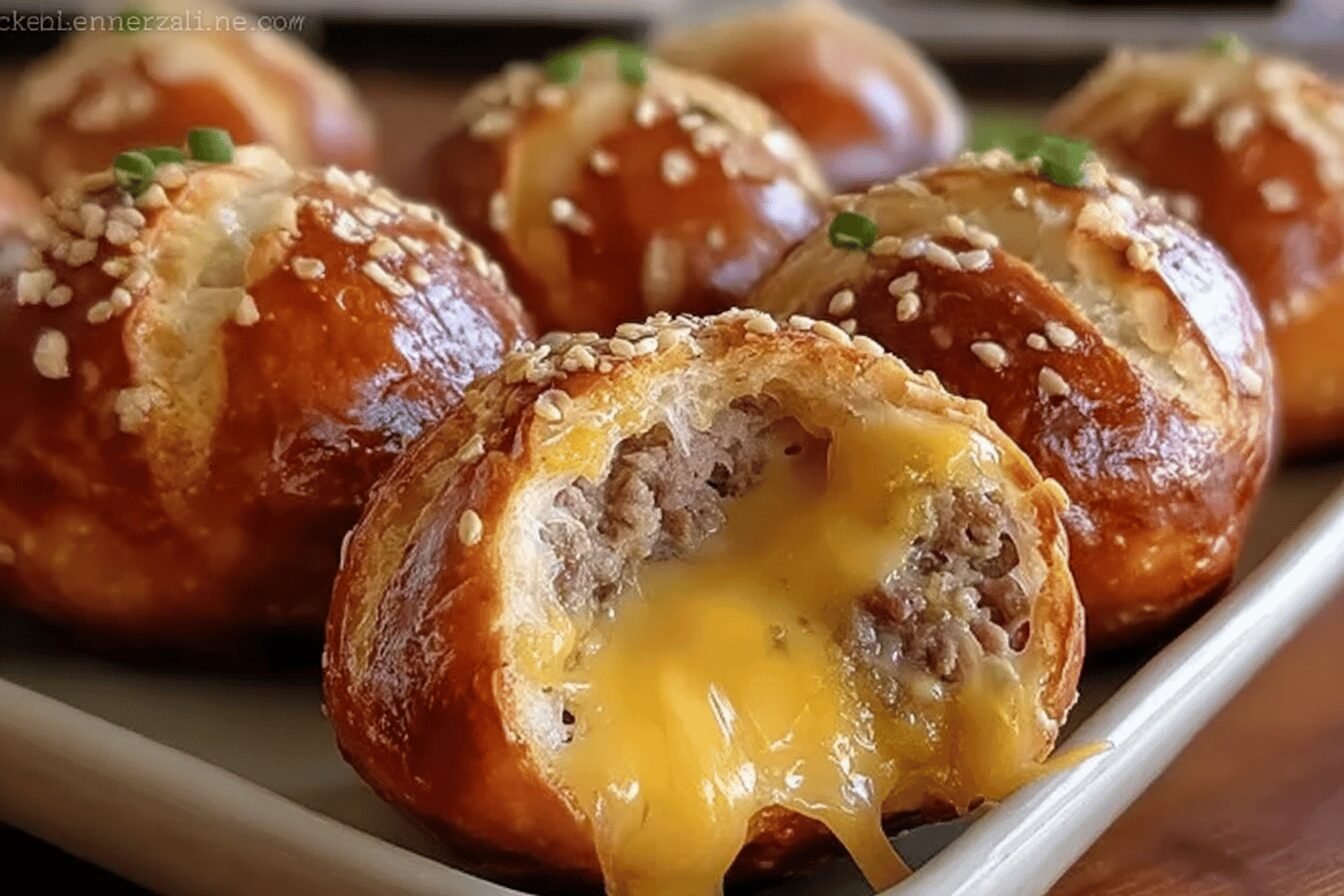 Cheeseburger Pretzel Bombs Recipe With Savory Melted Cheese Filling 6 Cheeseburger Pretzel Bombs