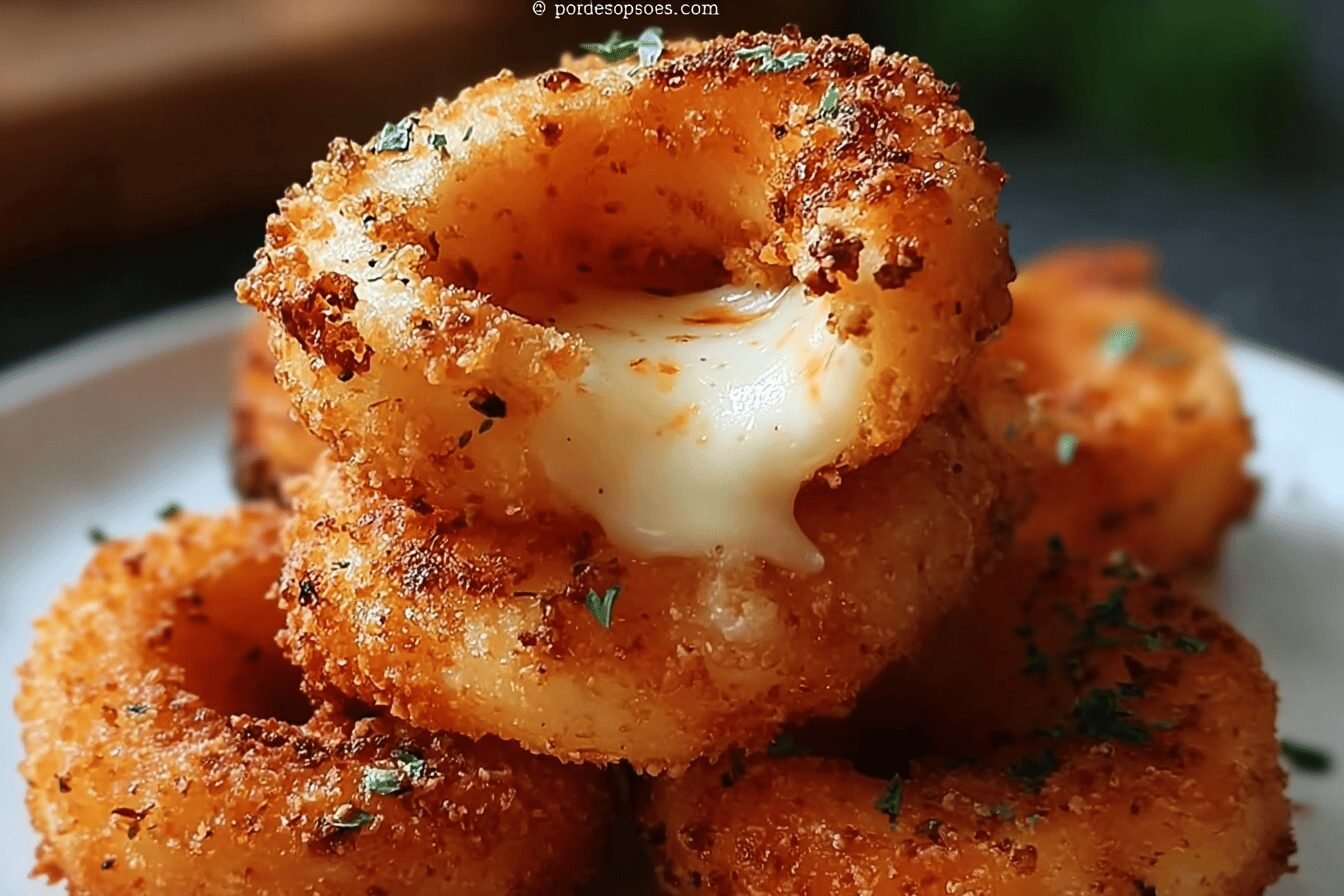 Cheesy Stuffed Mozzarella Onion Rings