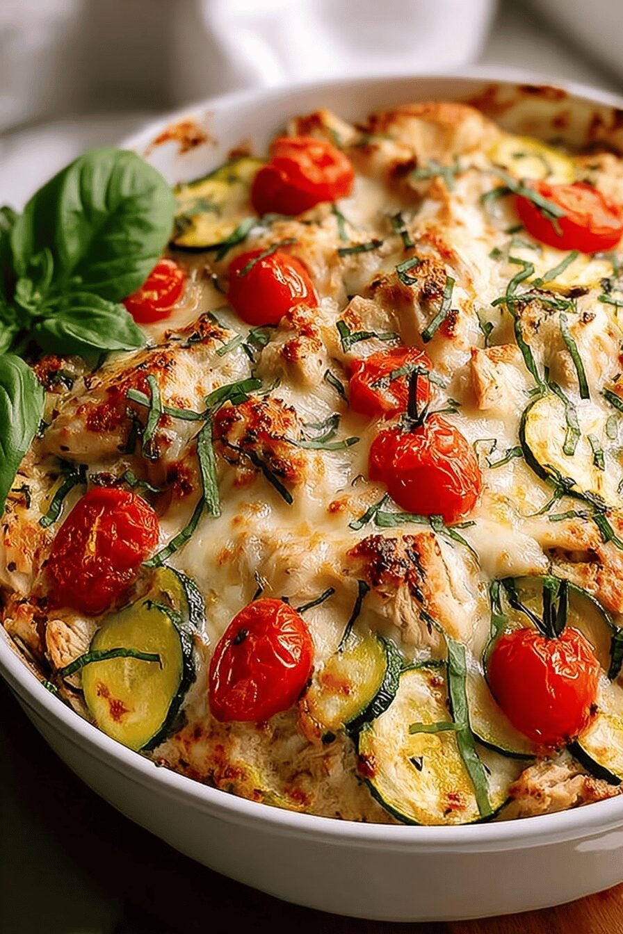 Mediterranean Chicken Zucchini Bake With Fresh Herbs And Cheese 6 Chicken Zucchini Bake
