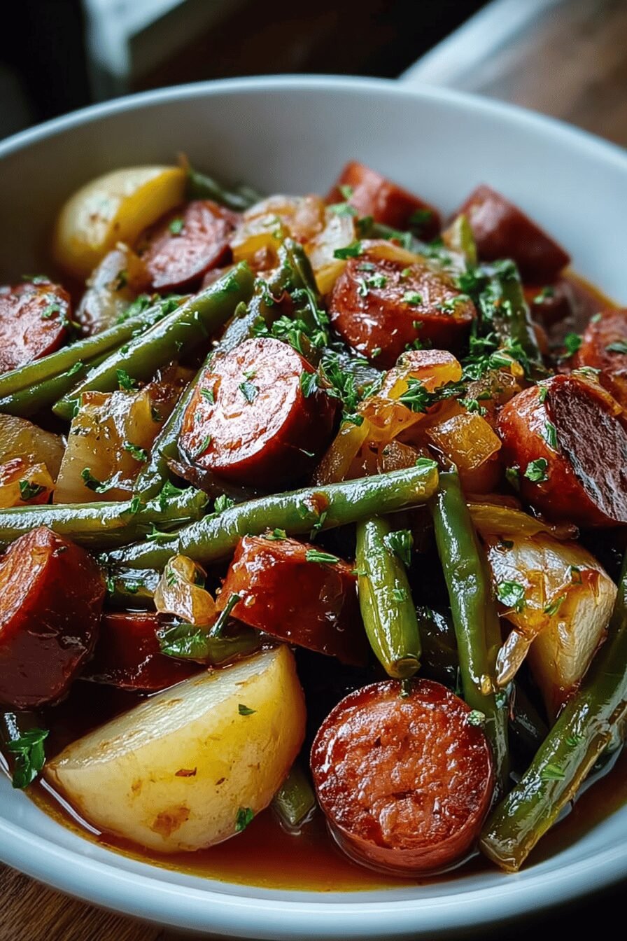 Crockpot Kielbasa Green Beans