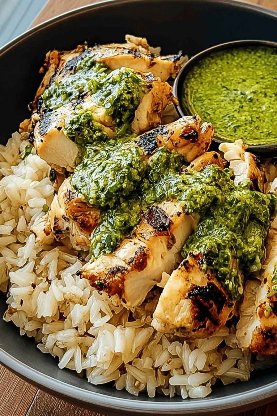 Peruvian Chicken Rice Green Sauce