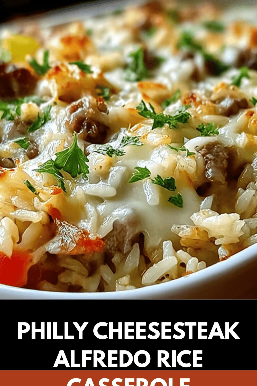 Philly Cheesesteak Alfredo Rice Casserole
