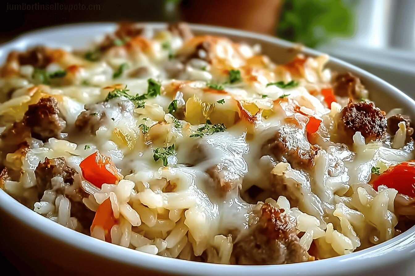 Philly Cheesesteak Alfredo Rice Casserole