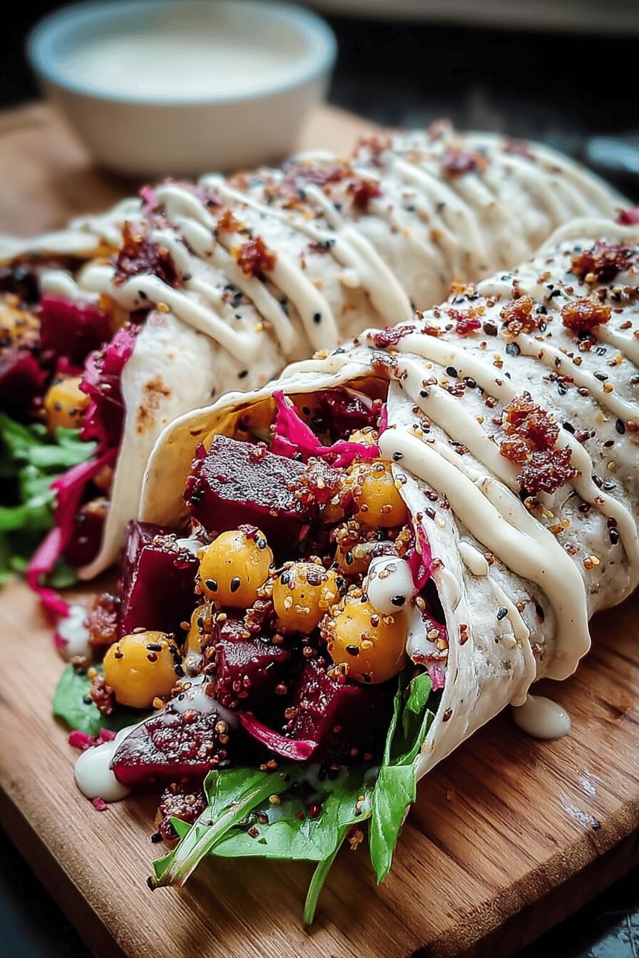 Roasted Beet Chickpea Wraps