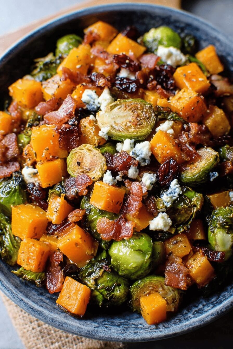 Spicy Maple Butternut Brussels Bacon