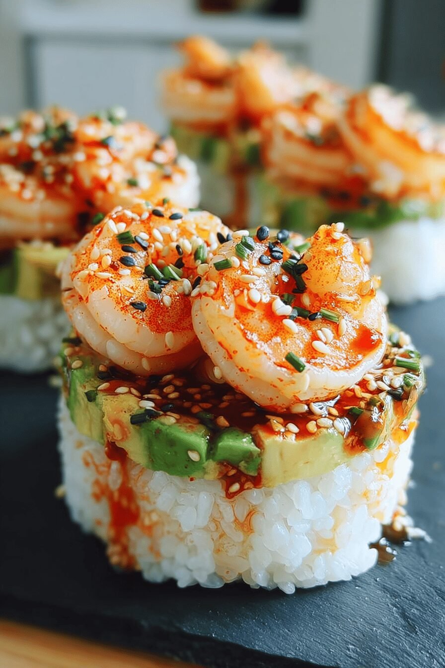 Spicy Shrimp Sushi Stacks