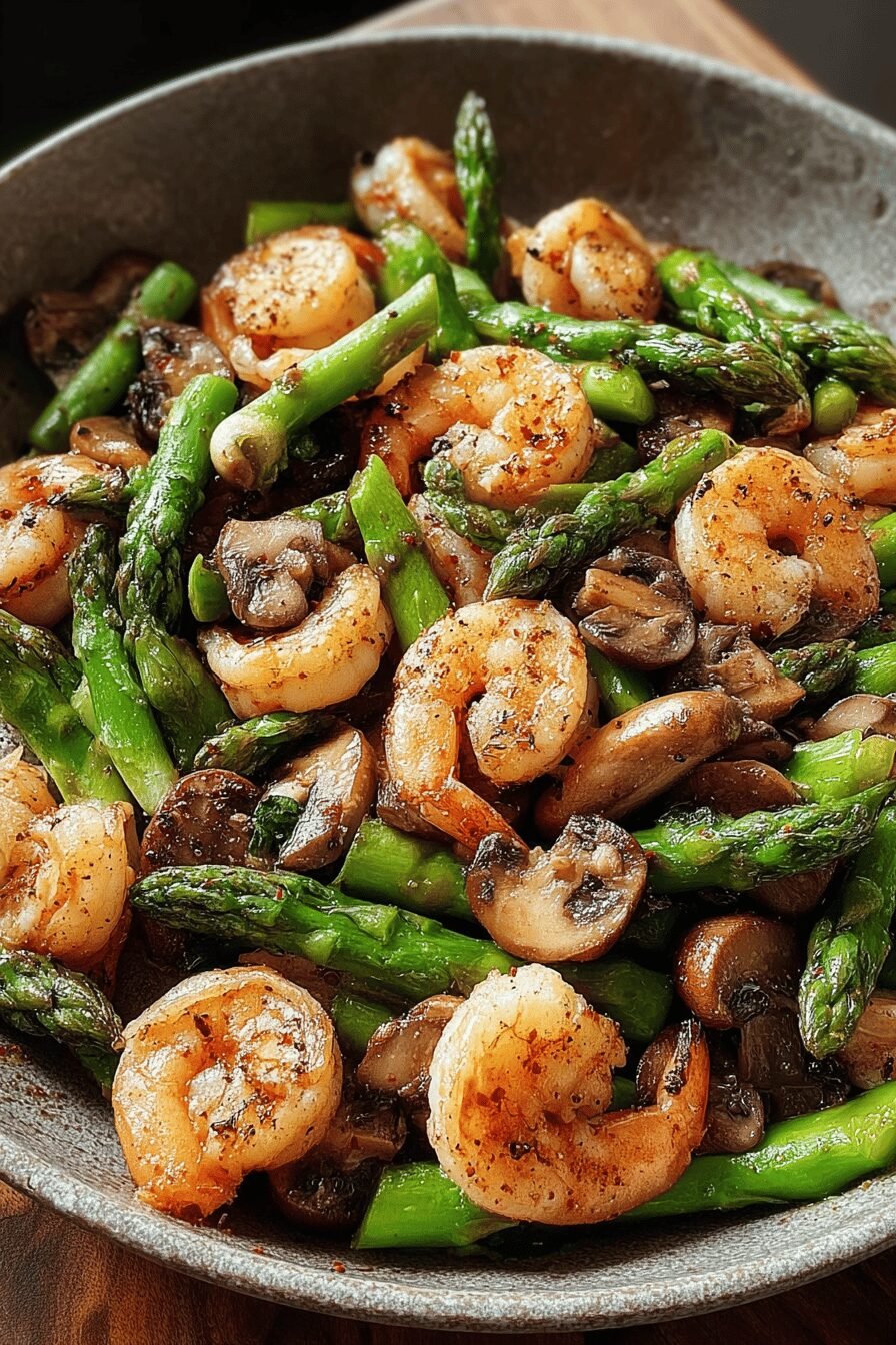 Shrimp Asparagus Recipe With Garlic Butter And Fresh Herbs 6 Stir Fried Shrimp Asparagus Mushrooms