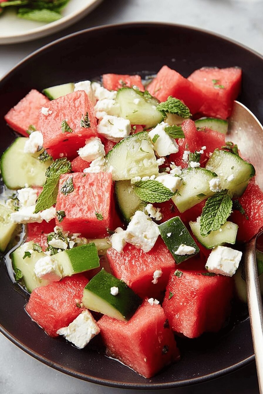 Watermelon Feta Cucumber Salad