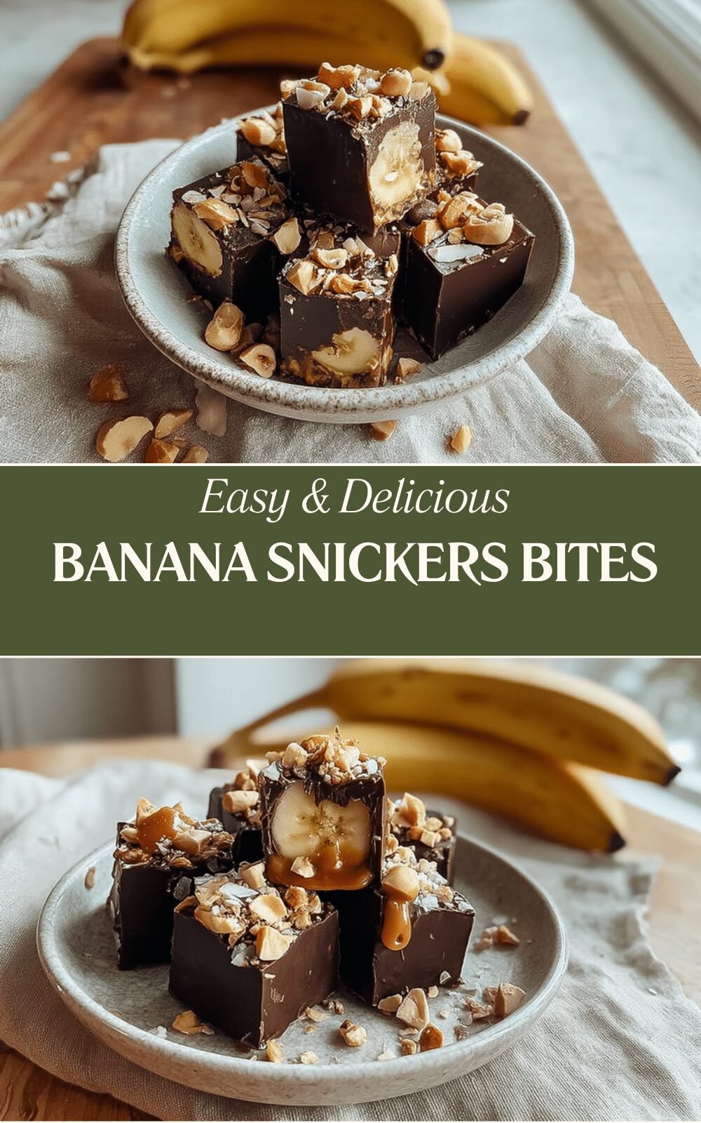 Frozen Banana Snickers Treats With Creamy Peanut Butter And Chocolate 7 Banana Snickers Bites