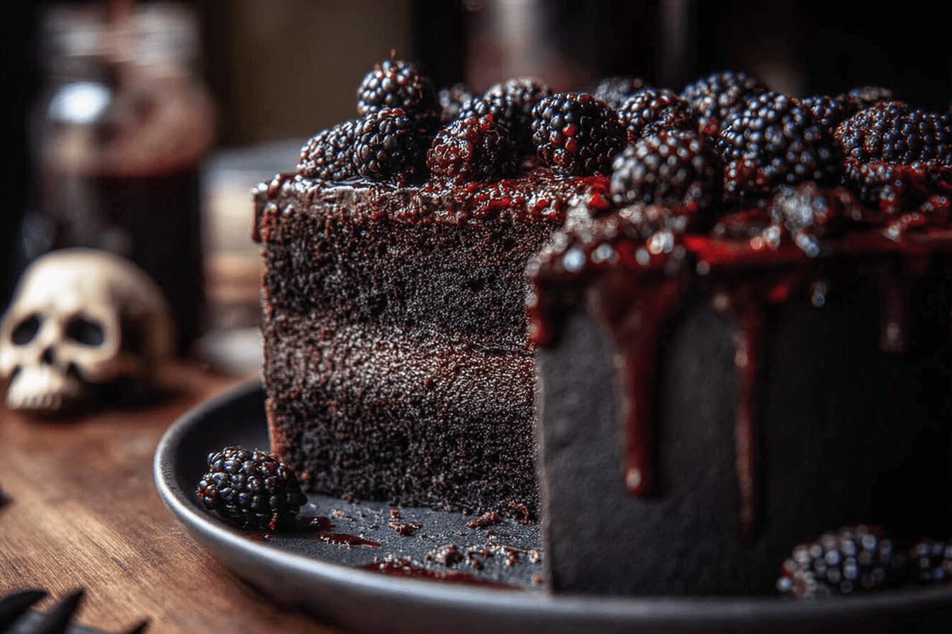 Black Velvet Halloween Cake