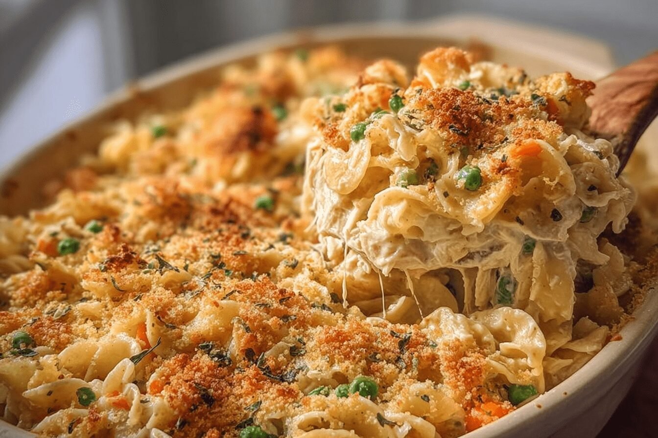 Chicken Noodle Casserole Recipe With Creamy Sauce And Crispy Topping 6 Chicken Noodle Casserole