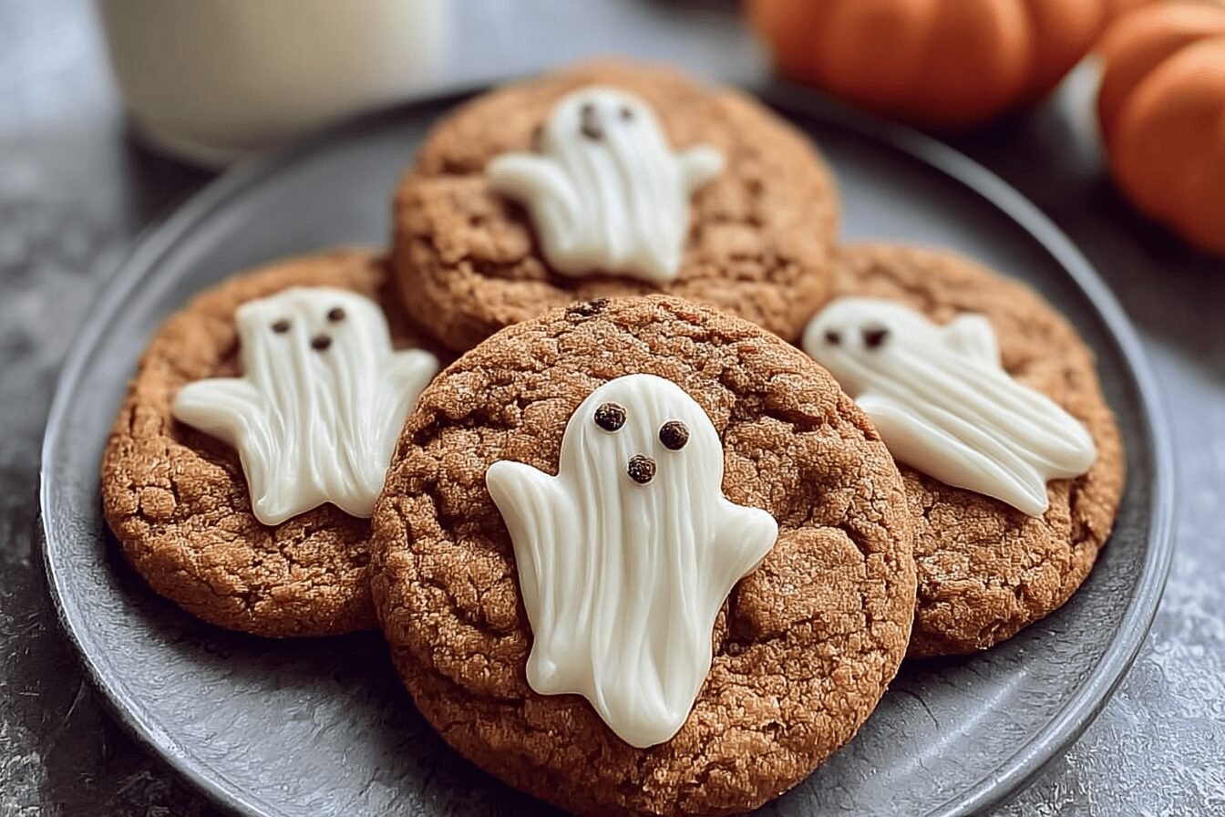 Pumpkin Cookies With Brown Butter And Spooky Ghost Decorations 6 Ghost Pumpkin Cookies
