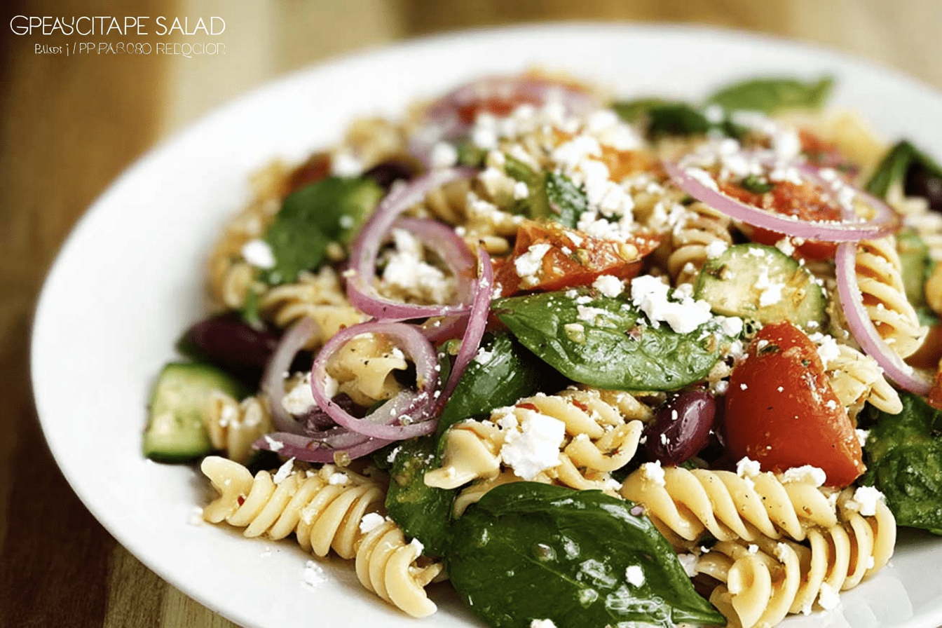 Greek Spinach Pasta Salad