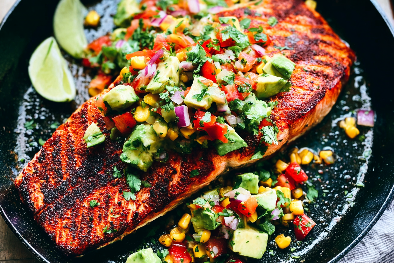 Grilled Salmon Avocado Salsa