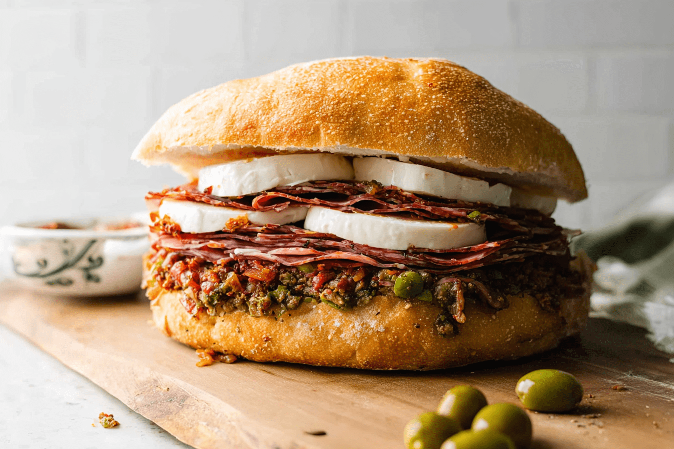 Muffuletta Classic Sandwich Recipe With Olive Salad 6 Muffuletta