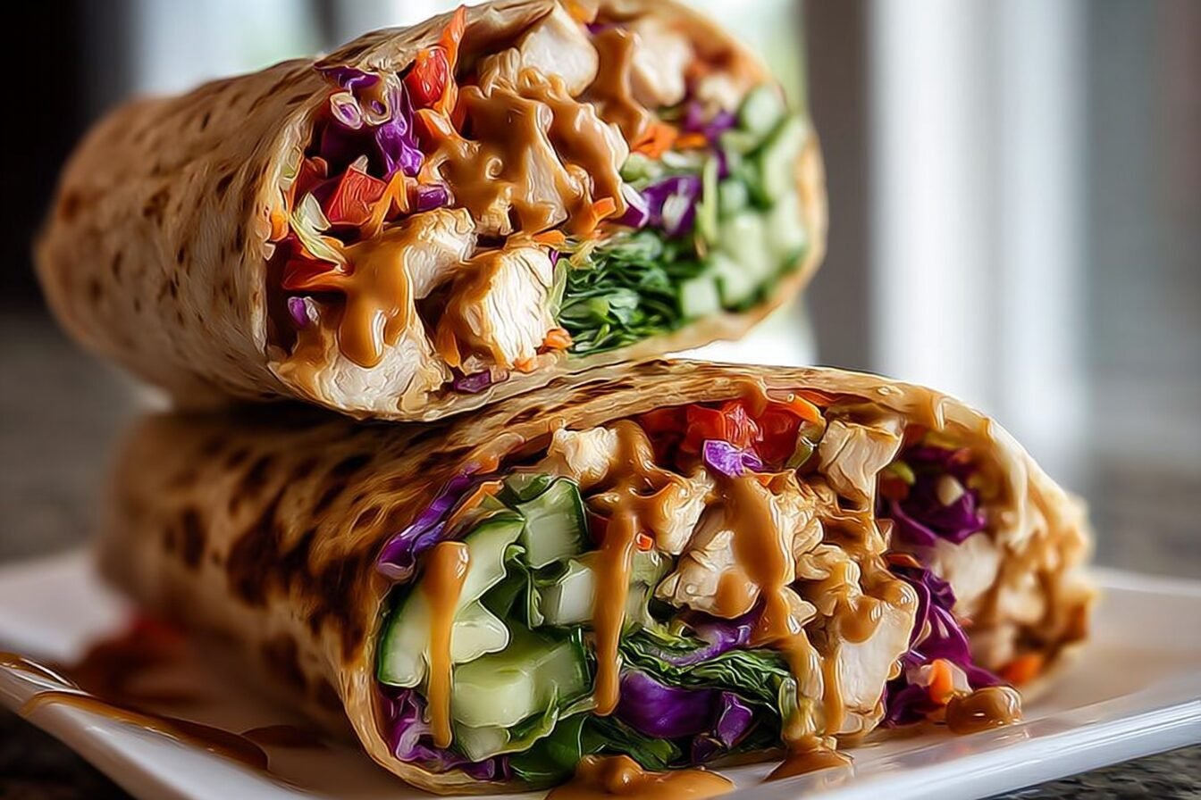 Thai Peanut Chicken Wraps