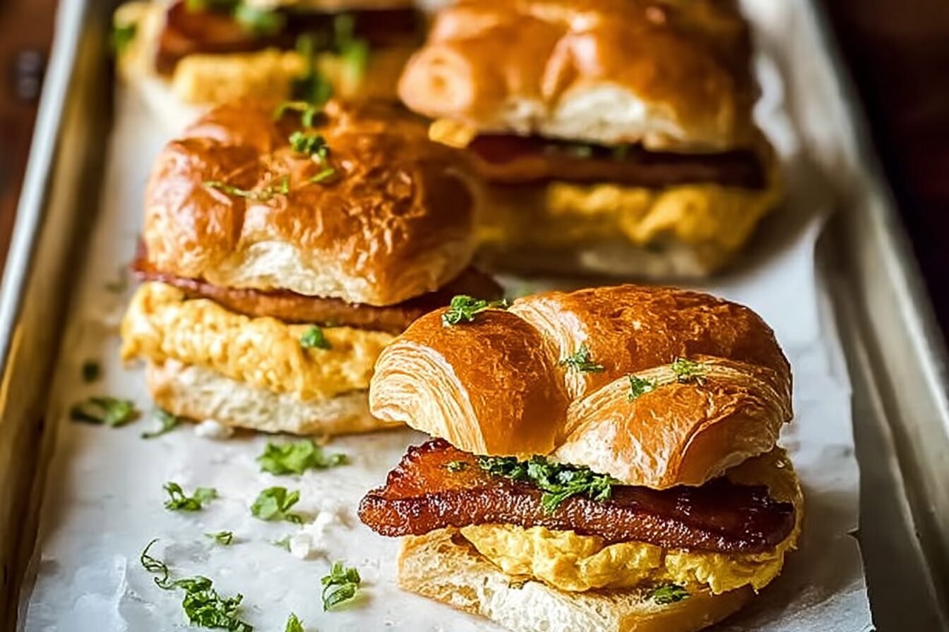 Baked Croissant Breakfast Sandwiches With Savory Fillings And Melted Cheese 6 Breakfast Croissant Sandwiches
