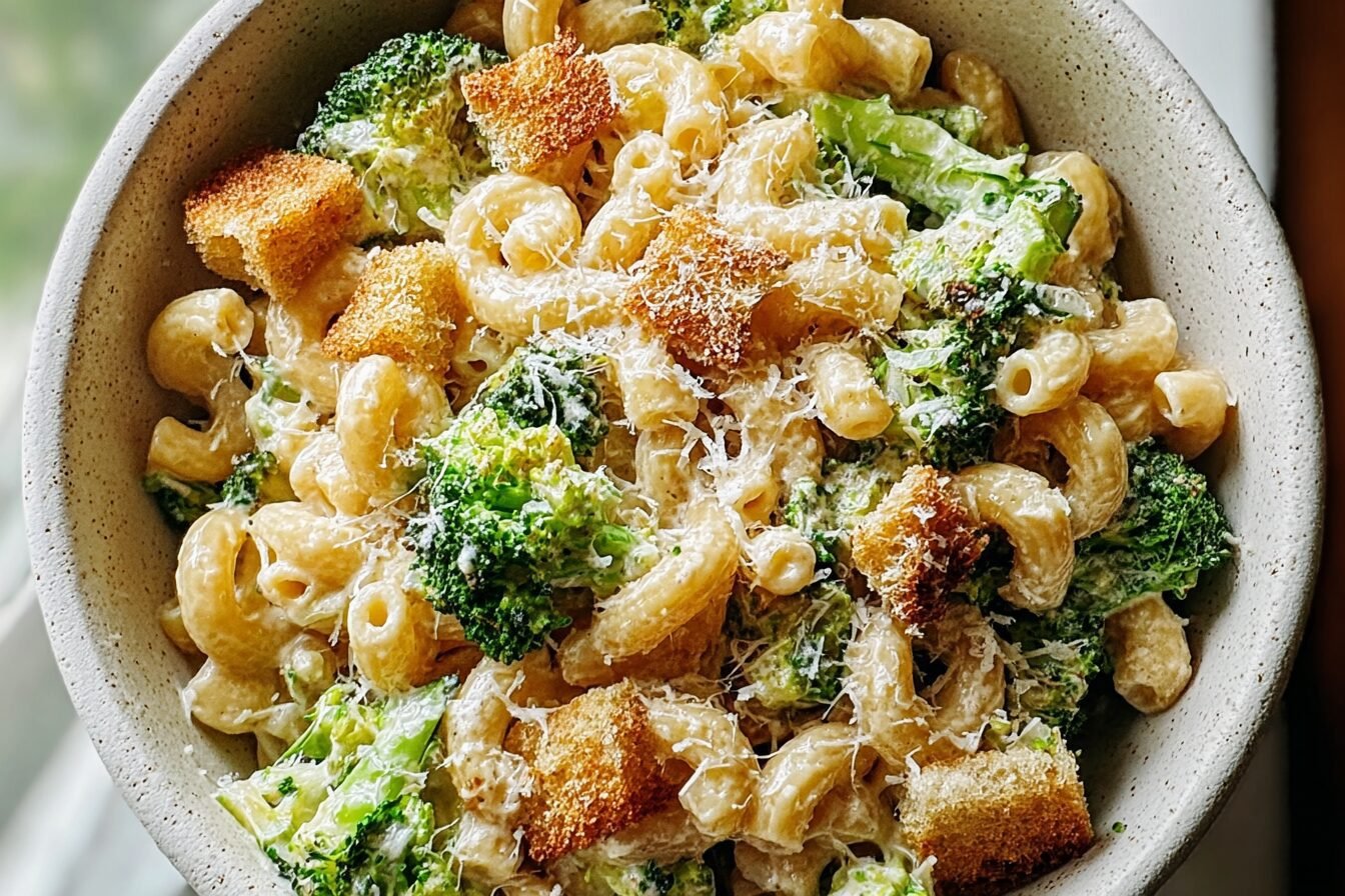 Broccoli Caesar Pasta Salad Recipe With Creamy Dressing And Crunchy Texture 6 Broccoli Caesar Pasta Salad