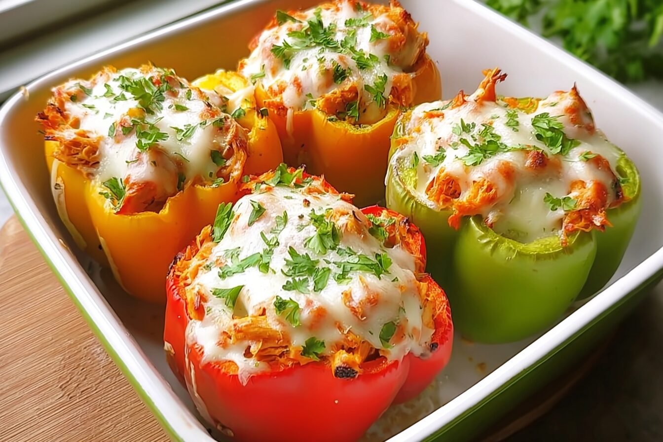 Buffalo Chicken Stuffed Peppers With Creamy Cheese And Spicy Sauce 6 Buffalo Chicken Stuffed Peppers