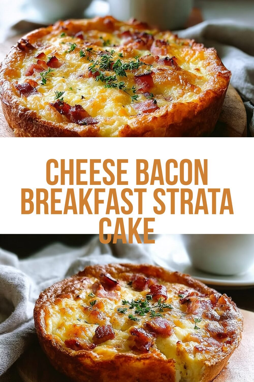 Cheese Bacon Breakfast Strata Cake