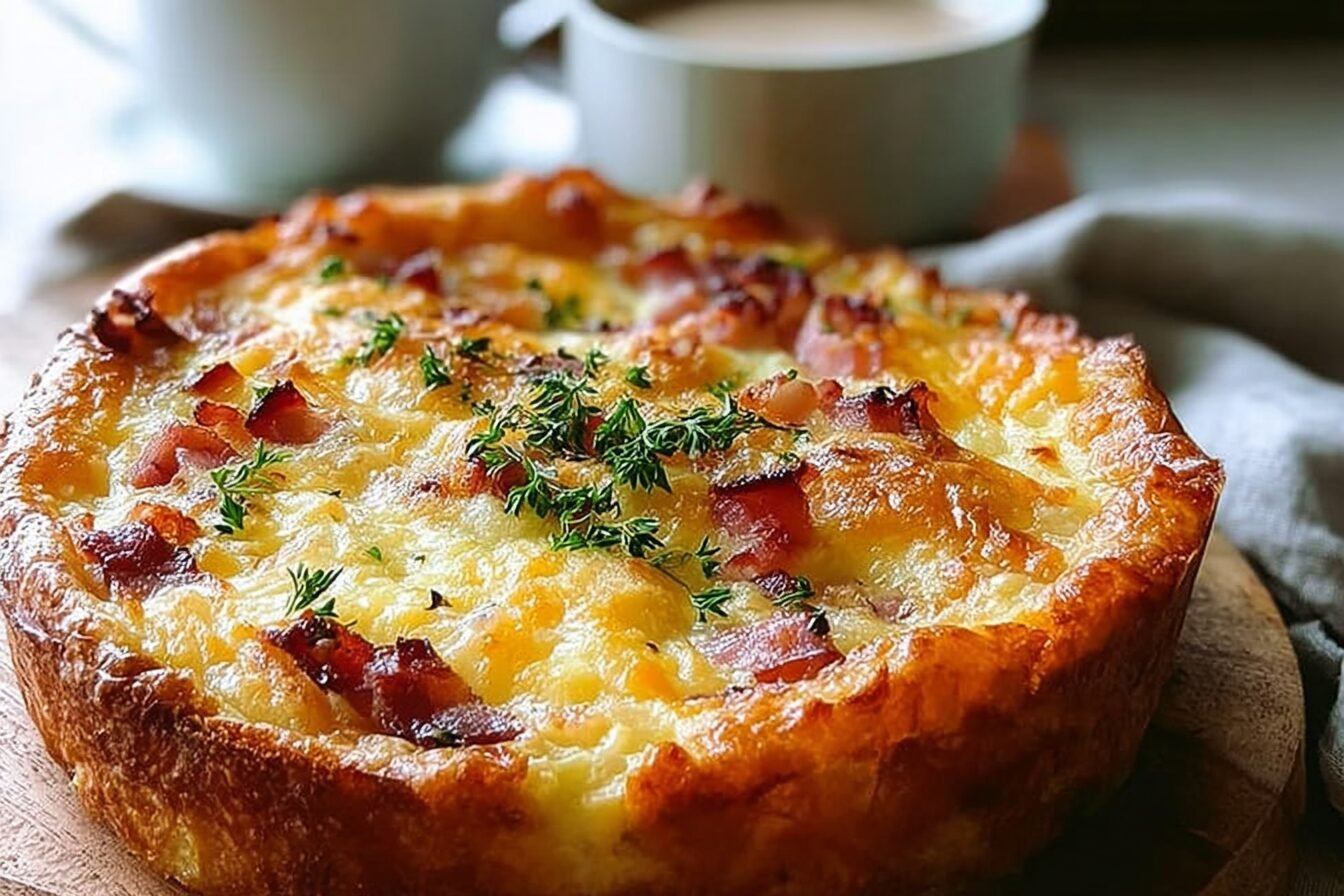 Cheese Bacon Breakfast Strata Cake