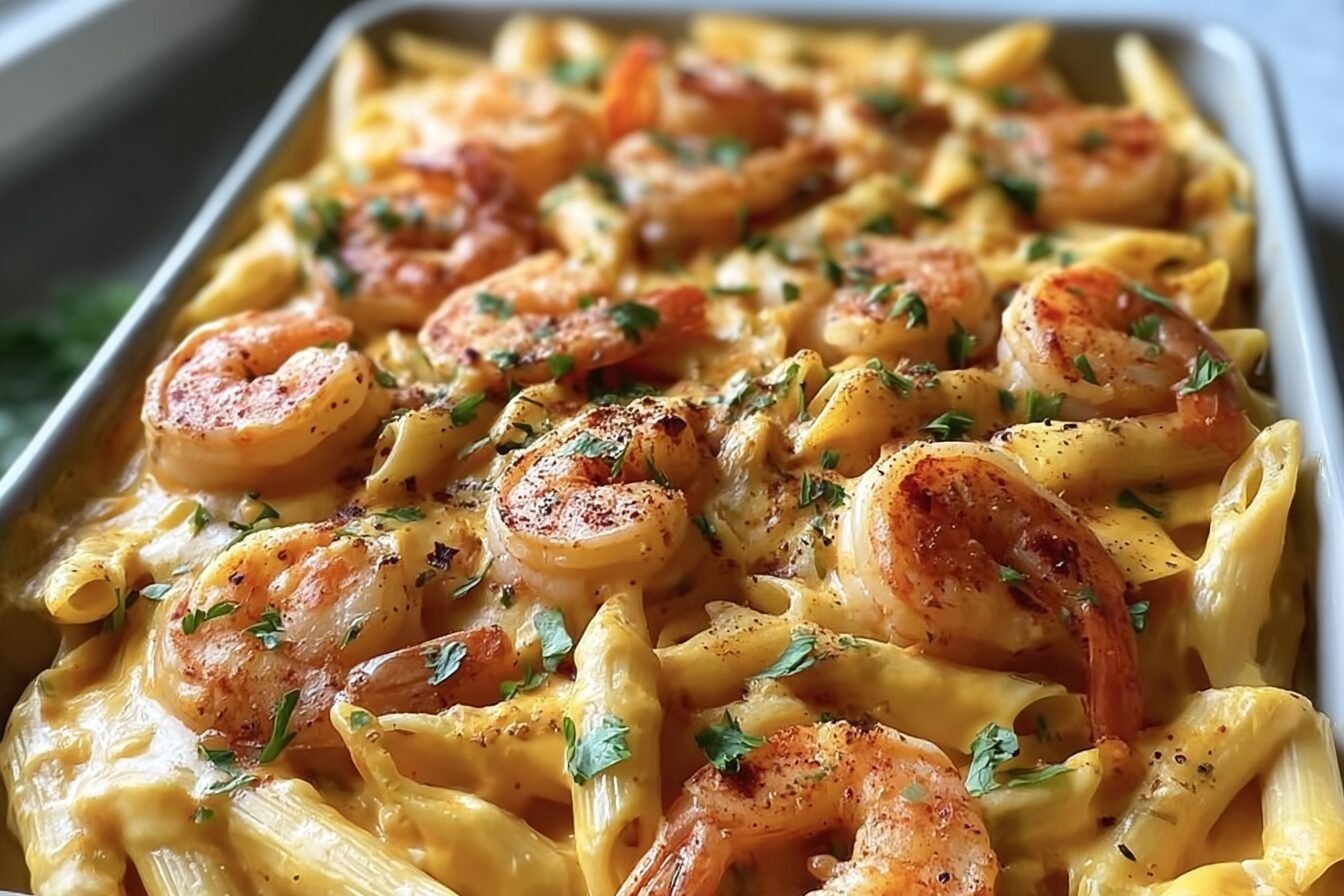 Creamy Cajun Shrimp Pasta Bake