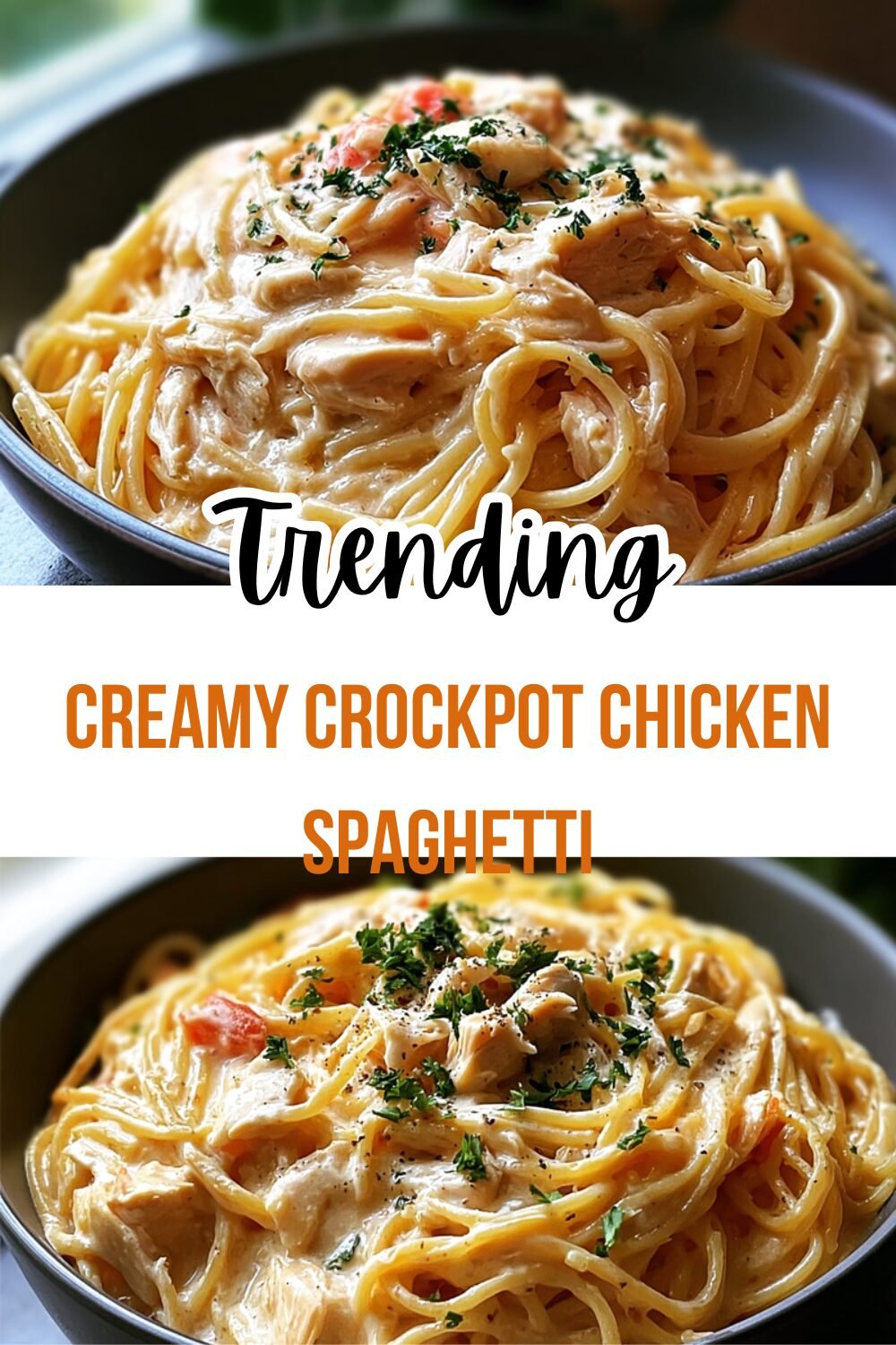 Creamy Crockpot Chicken Spaghetti