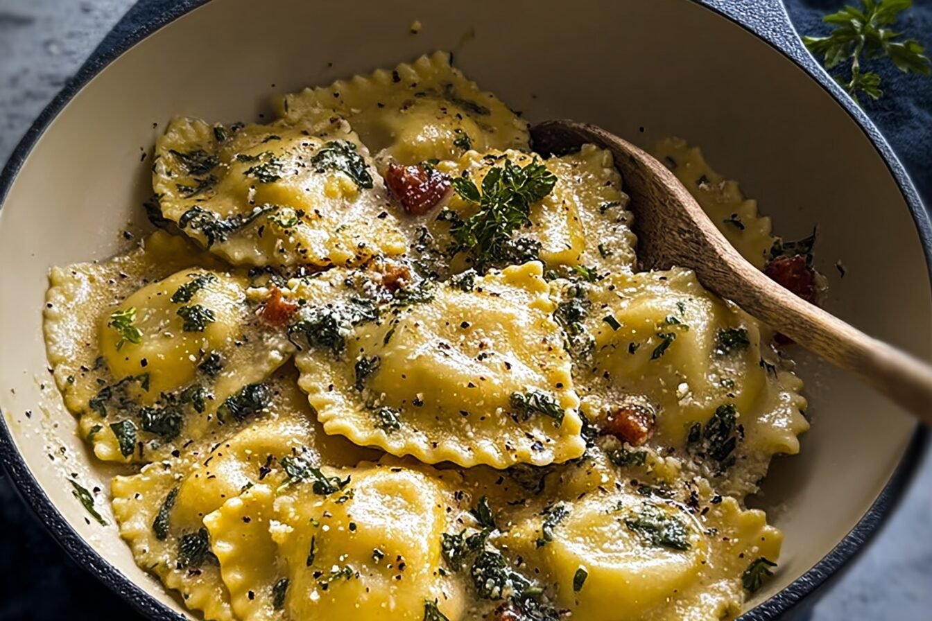 Creamy Tuscan Garlic Ravioli With Spinach And Parmesan Sauce 6 Creamy Tuscan Ravioli