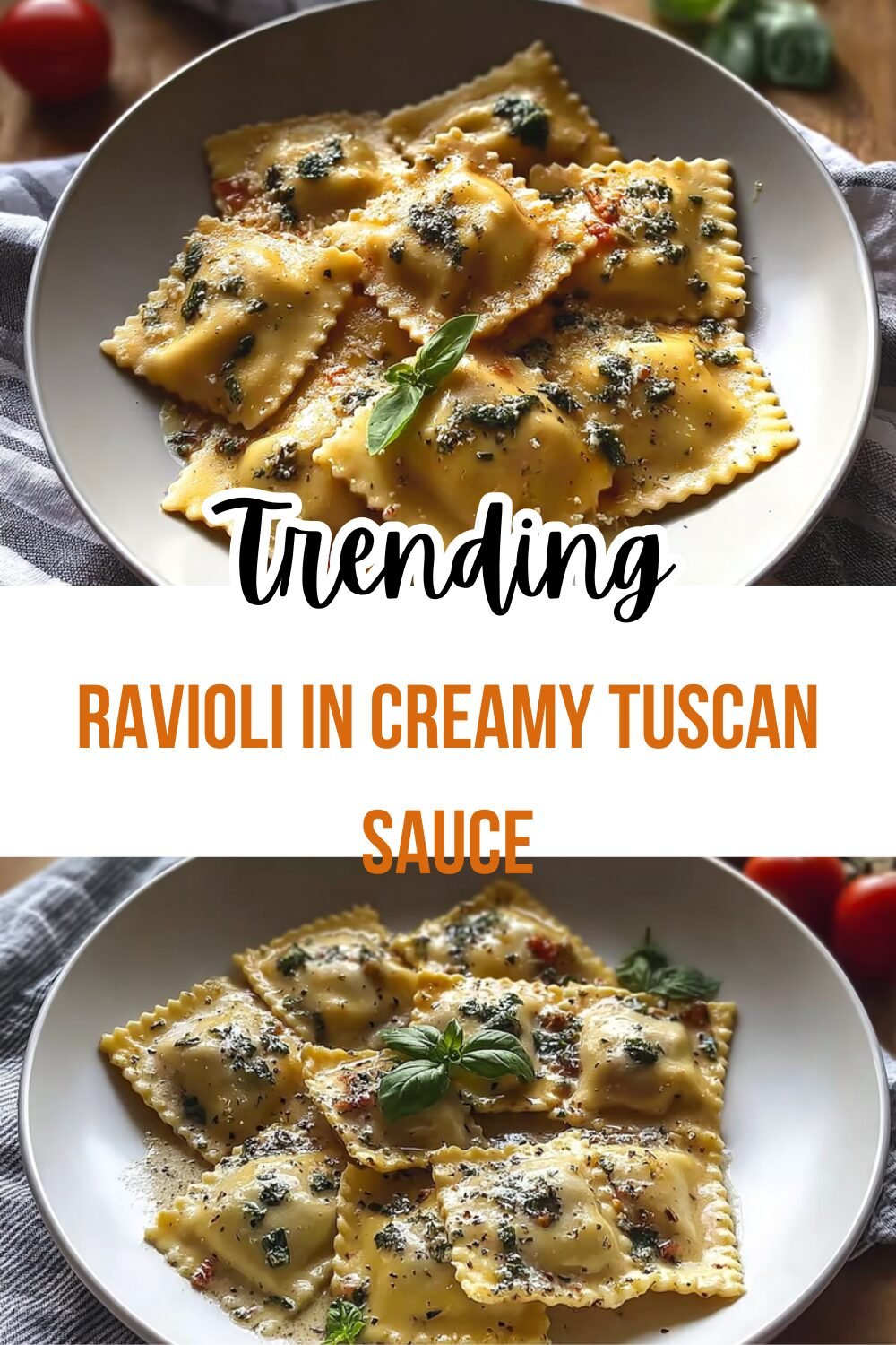 Creamy Tuscan Garlic Ravioli Recipe With Spinach And Parmesan 7 Ravioli In Creamy Tuscan Sauce