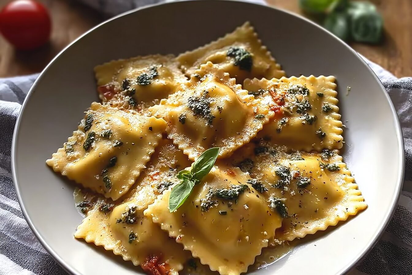 Creamy Tuscan Garlic Ravioli Recipe With Spinach And Parmesan 6 Ravioli In Creamy Tuscan Sauce