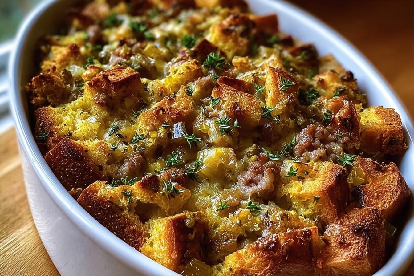 Sourdough Sausage Stuffing Recipe With Savory Herb Flavors 6 Sausage Sourdough Stuffing