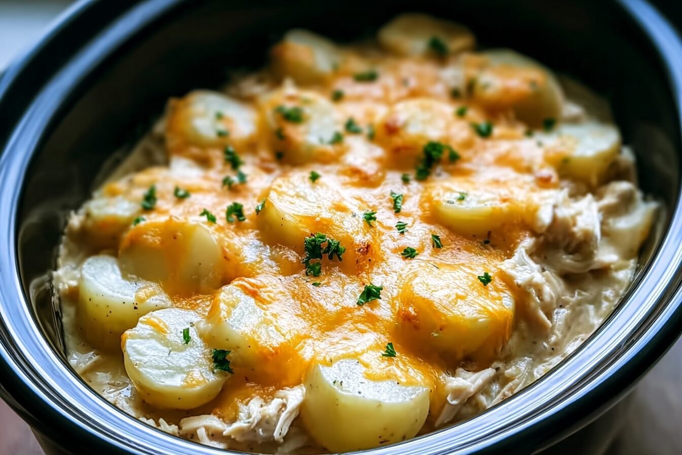 Slow Cooker Cheesy Chicken Potato Casserole