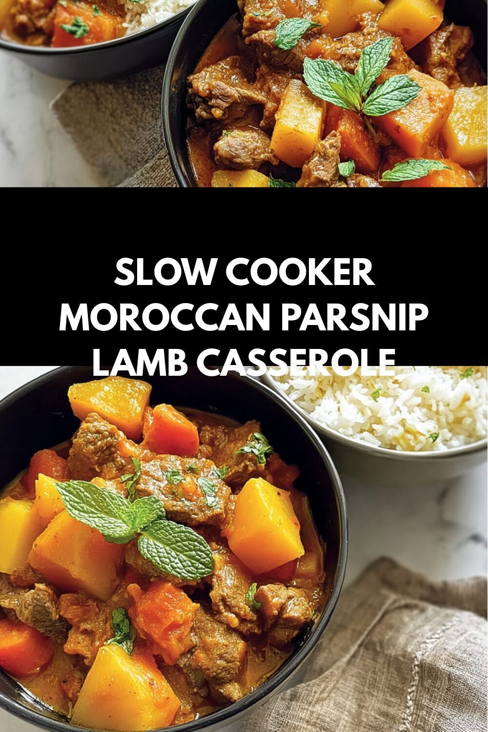 Slow Cooker Moroccan Parsnip Lamb Casserole