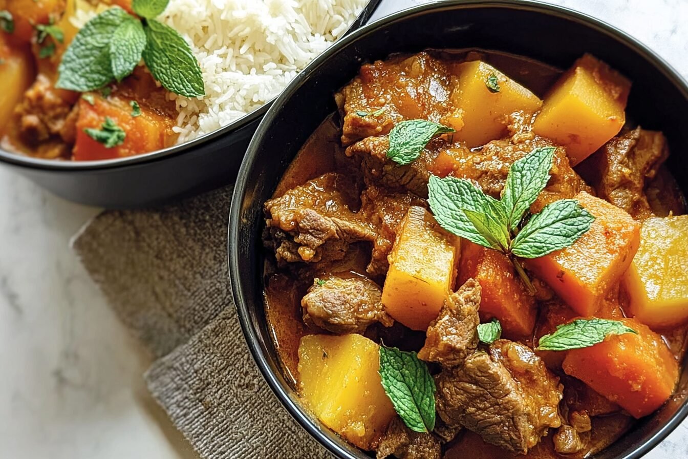 Slow Cooker Moroccan Parsnip Lamb Casserole