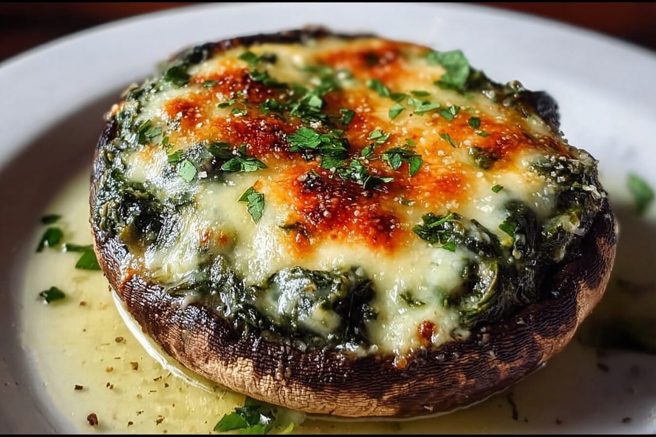 Spinach And Cheese Stuffed Portobello Mushroom