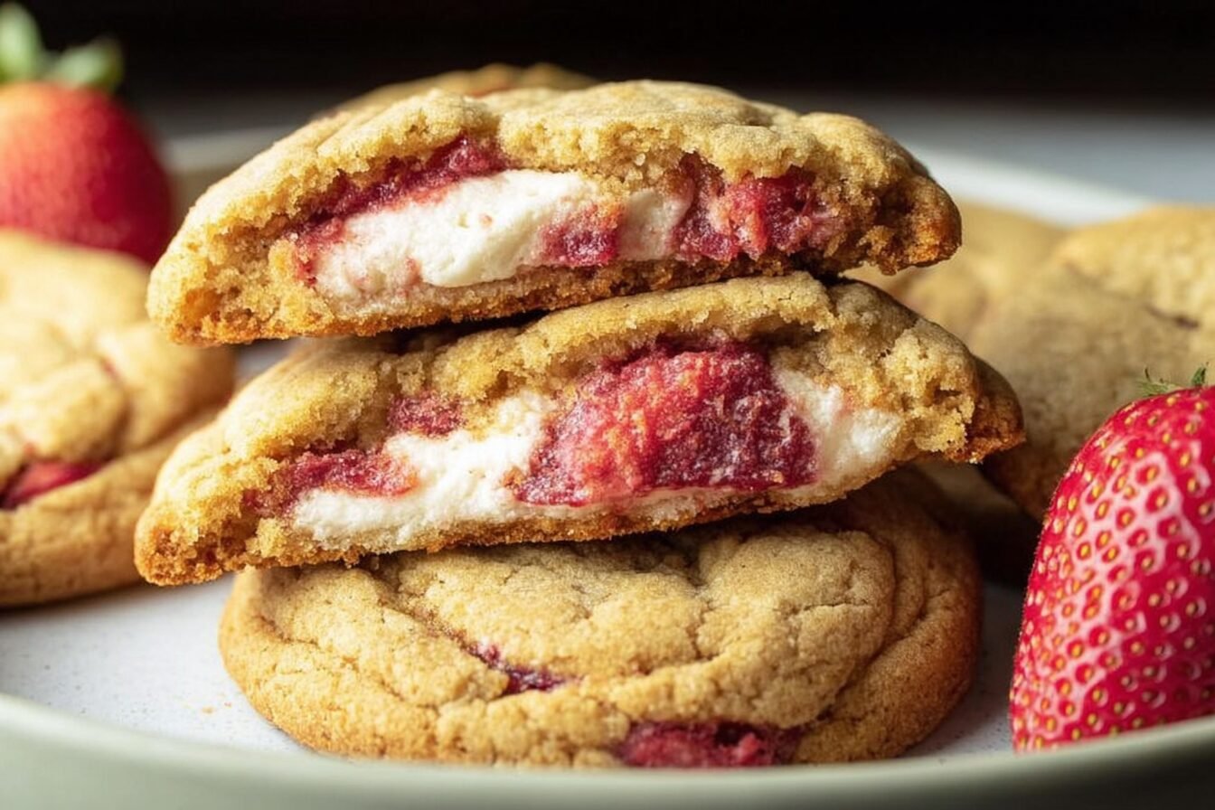 Strawberry Cheesecake Stuffed Cookies