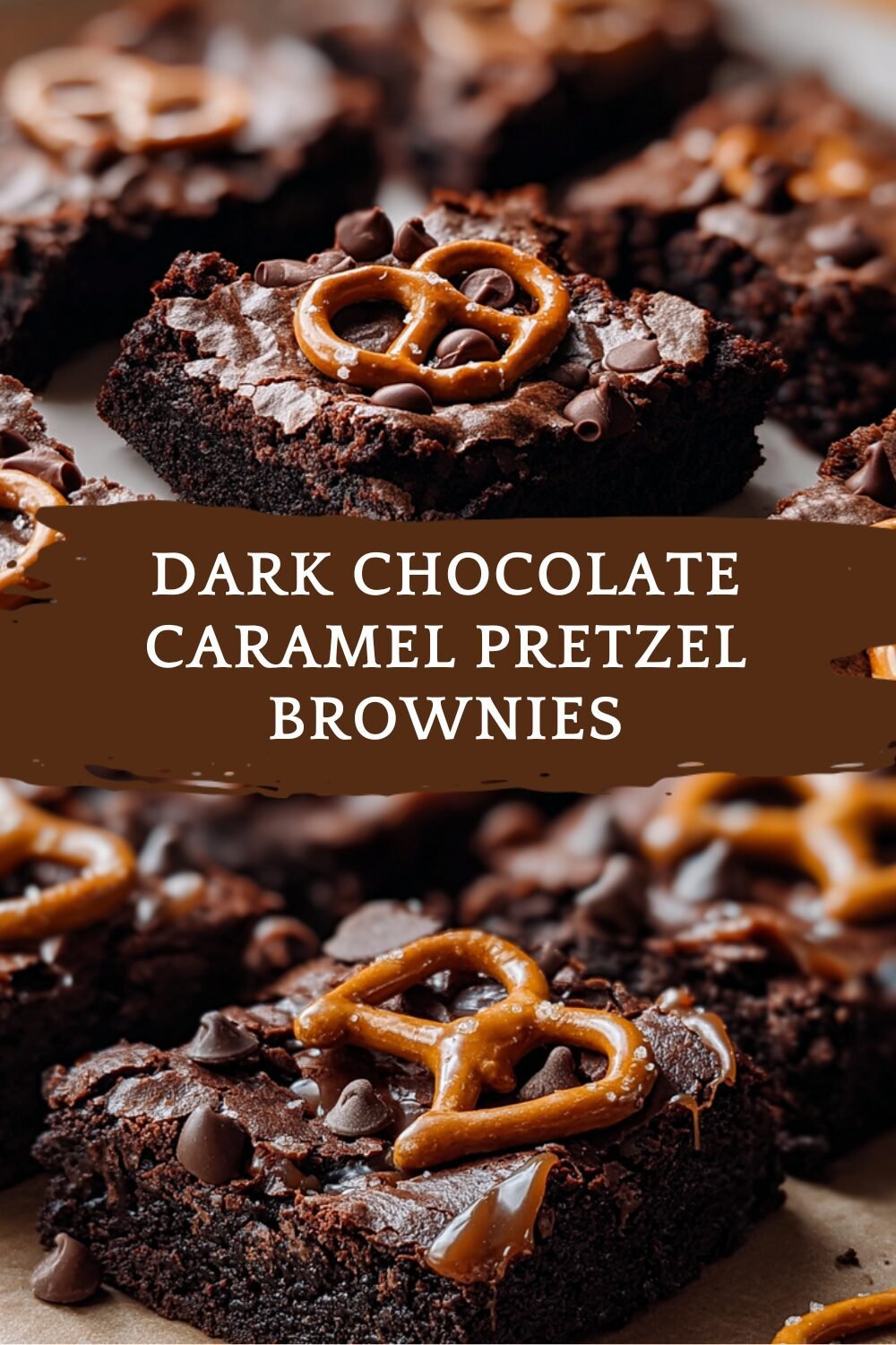 Dark Chocolate Caramel Pretzel Brownies