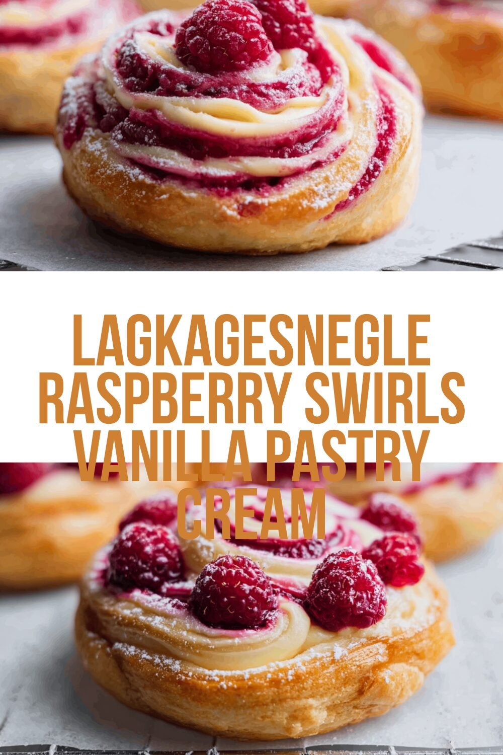 Lagkagesnegle Raspberry Swirls Vanilla Pastry Cream