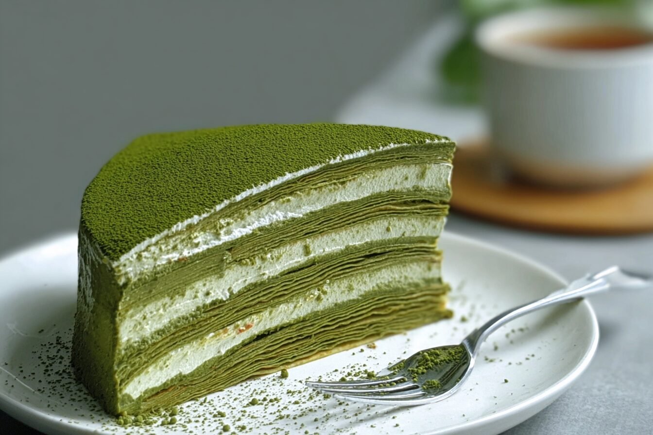 Matcha Crepe Cake Recipe Silky Green Tea Layers 6 Matcha Mille Crepe Cake