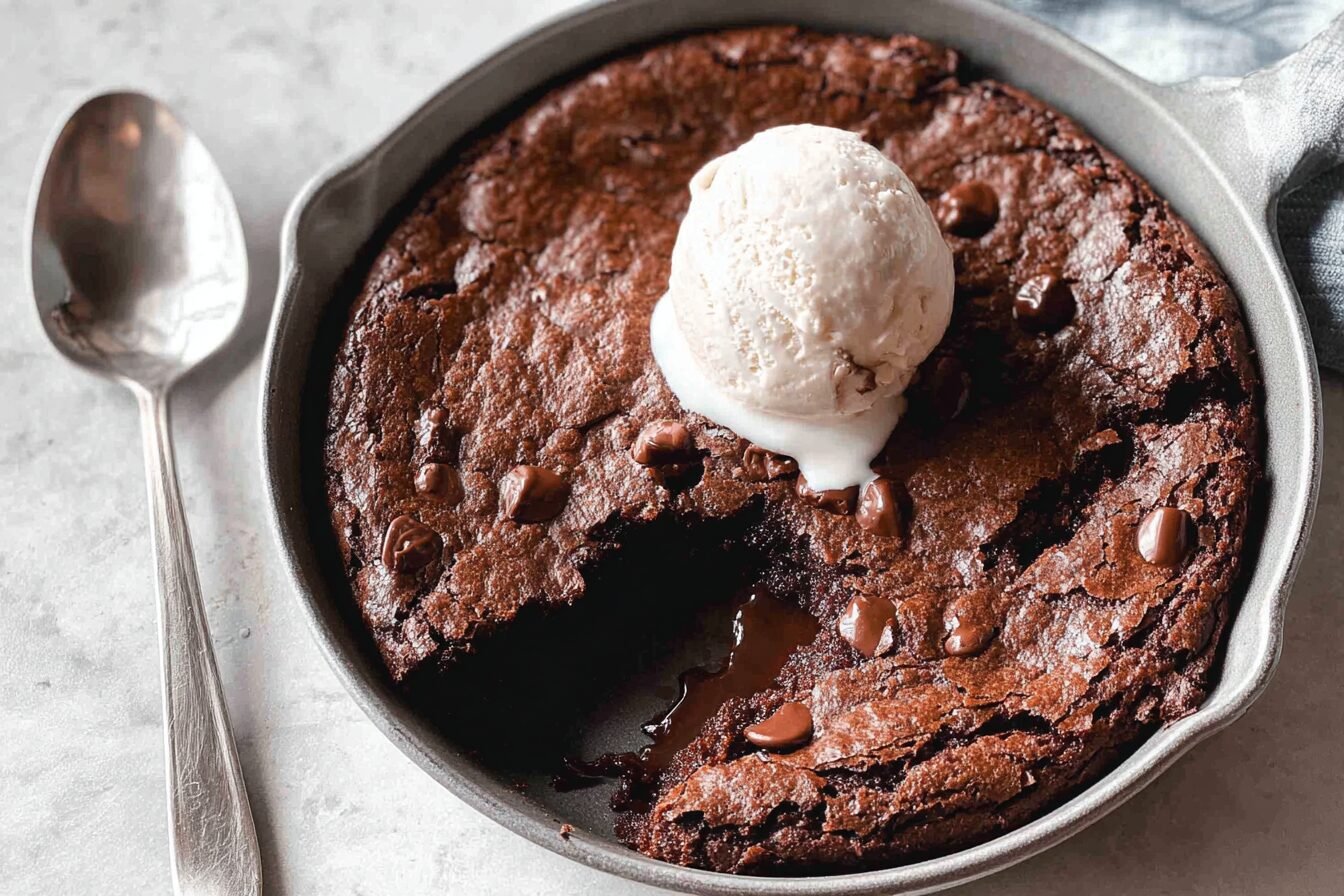 Double Chocolate Nutella Toffee Skillet Brownie 7 Skillet Nutella Brownie