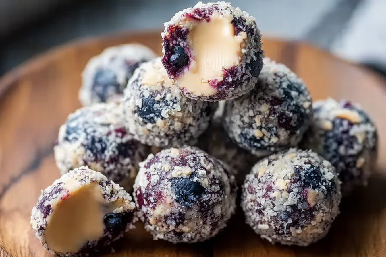 Creamy Blueberry Cheesecake Protein Balls